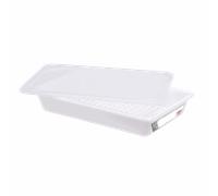 Bac alimentaire plat 5 L HACCP avec couvercle et grille - Blanc