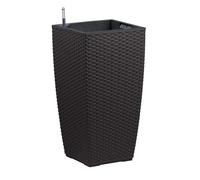 POETIC - Bac Casa Mesh carré haut 3058 granite - L 29,9 x l 29,9 x h 57,4 cm 12L - avec réserve d'eau