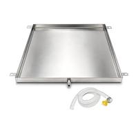 Bac Condensat Clim Mobile en Acier Inoxydable 304 avec Sortie D'évacuation | Bac Récupération Condensat Climatiseur, Bac de Vidange Portable pour Domestique et Commercial(37.4x4x1.2in)
