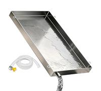 Bac Condensat Clim Universel avec Sortie de Vidange et Pattes de Fixation | Bac Récupération Condensat en Acier Inoxydable 304 avec Tuyau pour Domestique et Commercial(6x4x1.2in)