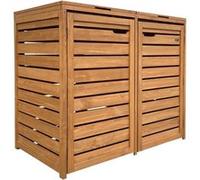 Bac conteneur bois Lex marron 2x240L Beige