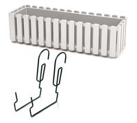 Bac de balcon - BOTLE - 58 cm - Blanc - 10 L - Crochets inclus
