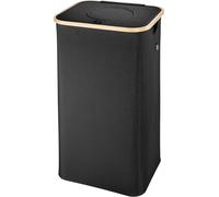 Bac de collecte de bouteilles - Boîte de rangement - Collecte de bouteilles - Anneau en bambou - 100 litres - Noir