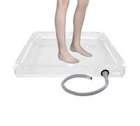 Bac De Douche Portable - PVC Transparent Grand | Sol De Base De Douche Extérieur Compact Et Antidérapant Pliable | Plateau De Drainage À Boucle À Cordon Épais, Pour Remorque, Camping-Car, Randonnée, P