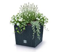 Bac de fleurs 64 L Anthracite polyrotin avec poignée jardinière 40x40x41cm