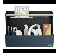 Bac de rangement de bureau Leitz 61970089 en tissu gris foncé 380x190x260mm capacité 8kg
