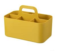 Bac de rangement empilable en plastique portable avec poignée et séparateurs amovibles pour bureau à domicile, 25 x 15,5 x 11 cm, blanc (jaune)