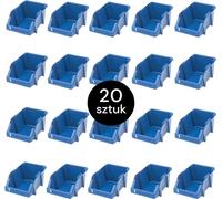 Bac de rangement pour atelier, bac de stockage Mega-M en plastique, taille M, 200 x 300 x 130 mm, bleu, lot de 20 pièces.