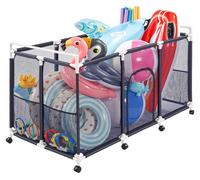 Bac de rangement pour piscine VEVOR 1590 x 815 x 915 mm, organiseur avec poches latérales, cadre en PVC, panier en filet, bac de rangement, panier de rangement, chariot de rangement pour jouets de pis