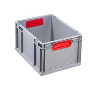 Allit Conteneur de transport gerbable L400×l300×H220 mm PP gris poignée fermée rouge