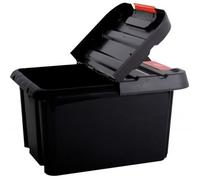 EDA Bac de rangement Stock'R 58 L - couvercle renforcé, poignées verrouillables - Noir et rouge