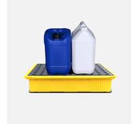 Bac de récupération anti-déversement étanche pour un stockage sécurisé, 49 x 35,5 x 10 cm, jaune - Durable, antidérapant, idéal pour les produits chimiques, les huiles et les liquides - Empê
