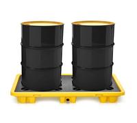 Bac de récupération modulaire anti-fuite avec vidange, 30 gallons, capacité de charge de 2277 kg, plateforme de contention de déversements en polyéthylène haute densité, empilable, pour industrie