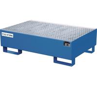 Bac de rétention 215 l L1200xl800xH360mm tôle d'acier avec caillebotis bleu gentiane, RAL 5010