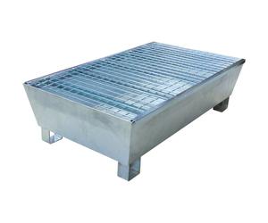 Bac de rétention 220L avec caillebotis 100% acier pour 2 fûts - format emboîtable compact DRAKKAR - 08363