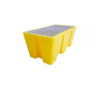 Bac de Rétention 300 l jaune pour 2 Fûts avec Caillebotis Metal