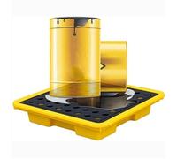 Bac de rétention modulaire avec Drain, bac Anti-Fuite pour Le Stockage sécurisé des liquides, Jaune 130 x 130 x 30 cm, Plateforme de contrôle des déversements Durable pour ateliers et entrep