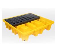 Bac de rétention modulaire pour liquides, plateforme de stockage de liquides emboîtable et détachable, grille étanche pour le stockage sécurisé de produits chimiques et de matières dangereus