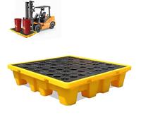Bac de rétention robuste pour fûts - Plateforme anti-déversement en polyéthylène étanche avec grille, 120 x 60 x 18 cm, idéale pour le stockage de liquides dangereux, prévient les déversemen