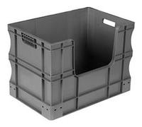 Bac de stockage plastique gerbable norme Europe avec paroi ouverte sur le côté - 90 litres - dim : H 44,5 x L 40 cm