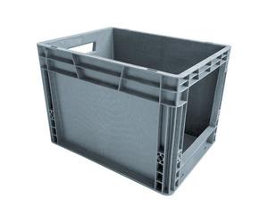 Bac de stokage plastique gerbable norme Europe avec paroi ouverte sur le côté - 25 litres - dim : H 29 x L 30 cm