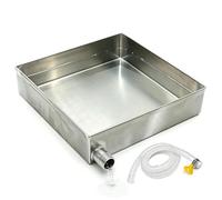 Bac de Vidange Climatiseur en Acier Inoxydable 304 avec Sortie D'évacuation | Bac Récupération Condensat Clim avec Tuyau de 200 cm, Épaisseur de 0,8 mm, pour Usage Commercial et Industriel(50x70x3cm)
