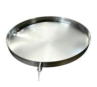 Bac de Vidange Rond en Acier Inoxydable 304 avec Sortie de Vidange et Tuyau | Bac Récupération Condensat Clim Étanche, Bac Condensat Clim Universel pour Domestique et Commercial(35X35X25CM(14X14X10IN))