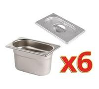 Bac Gastro 1/9 et Couvercle - 100 ml - - x 6 - Acier inoxydable4,8