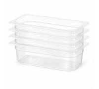 Bac Gastro GN 1/4 Polypropylène Transparent - Lot de 4 - Bac Gastronorme Professionnel avec Graduations - Empilable - Cuisine CHR, Stockage Alimentaire - ArredoChef (65 mm 1,8 L)