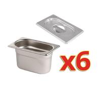 Bac Gastro GN 1/9 et Couvercle 100 ml - Lot de 6 - Vogue