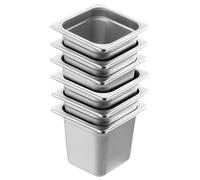 Bac Gastro Inox Alimentaire-Duoku-Lot de 6-Anti-bourrage de Taille 1/6-0,8 mm d'épaisseur-160 mm Profondeur