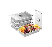 Bac Gastronorme GN 1/1 Lot 4, Inox 0,8 mm, Profondeur 10,7 cm, Couvercle, pour Chauffe-plats Restauration
