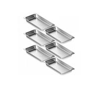 Bac gastronorme GN 1/1 lot de 6 en inox profondeur 6 7 cm épaisseur 0 8 mm pour bain-marie four réfrigérateur et restauration