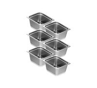 VEVOR Bac Gastronorme GN 1/2 Lot de 6, Récipient Inox pour Bain-marie 0,8 mm d'Épaisseur, Bac Inox Alimentaire 14,8 cm Profondeur, pour Fours à Convection, Réfrigérateurs, Stockage, Restauration