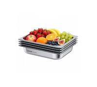 Bac Gastronorme GN 1/2 Lot 4, Acier Inoxydable 3,8 L, Profondeur 6,4 cm, pour Bain-marie Buffet Hôtel