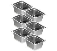 VEVOR Bac Gastronorme GN 1/2 Lot de 6, Récipient Inox pour Bain-marie 0,8 mm d'Épaisseur, Bac Inox Alimentaire 14,8 cm Profondeur, pour Fours à Convection, Réfrigérateurs, Stockage, Restauration