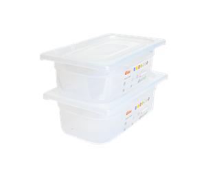 Bac gastronorme GN1/3 HACCP + couvercle - 100 mm - 3,8 L - Lot de 2
