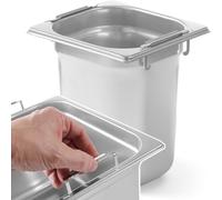 Bac GN avec poignées rétractables GN1/6 inox 176x162mm H 200mm - Hendi 803707