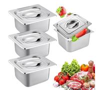Bac Inox Alimentaire avec Couvercle,3 Pièces Bac Gastronorme,Plat Inox Barbecue,Plat Rectangulaire pour Mariner Viande,Escalopes,Empilable Set à Panure,Récipient pour Cuisine (GN1/6-17.5x16.5x10cm)