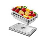 Bac Inox Alimentaire avec Couvercle 53, 7x33x9, 5 cm Lot de 4 Plats à Four en Inox Épaisseur 0,8mm