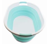 Bac pliable pour le linge, 39 litres, forme ovale, blanc/vert eau, dimensions 61x45,5x27,3 cm