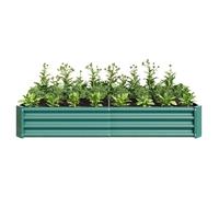 Bac potager surélevé 180/91/30 cm vert en métal avec base ouverte