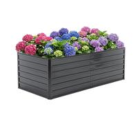 Bac potager surélevé 190/90/64 cm noir en métal à base ouverte