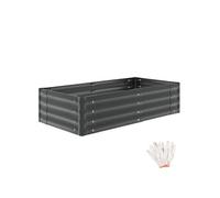 Jardinière - TECTAKE - Plate-bande surélevée SALVIA en acier galvanisé, ergonomique, fond ouvert, 200 L, 120 x 60 x 30 cm - Gris