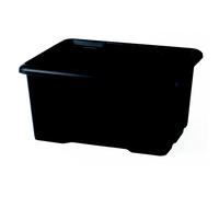 Paperflow Bac de rangement plastique emboitable sans couvercle avec poignées Noir - Capacité 30 L