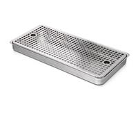 Bac vidange en acier inoxydable 304, grille amovible, bac de retention | Double bac détachable, construction monobloc sans joint, pour bar, évier et animaux de compagnie(41x19x3cm/16x7.5x1.2in)