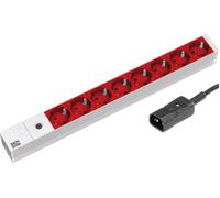 Bachmann Bloc multiprise 333.410 8 prises coupe-circuit 2 m cordon rack 1U 19" rouge/gris