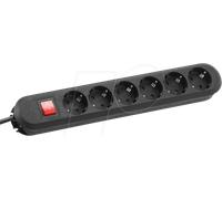 Bachmann SMART - Coupe-circuit - connecteurs de sortie : 6 (CEE 7/4) - 3 m cordon - Allemagne - noir