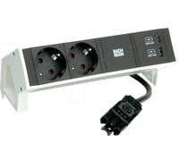 BACH 902.932 - DESK2 2xcontact protecteur USB A&C, chargeur USB 22W 0.2m GST18