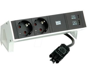 BACH 902.932 - DESK2 2xcontact protecteur USB A&C, chargeur USB 22W 0.2m GST18